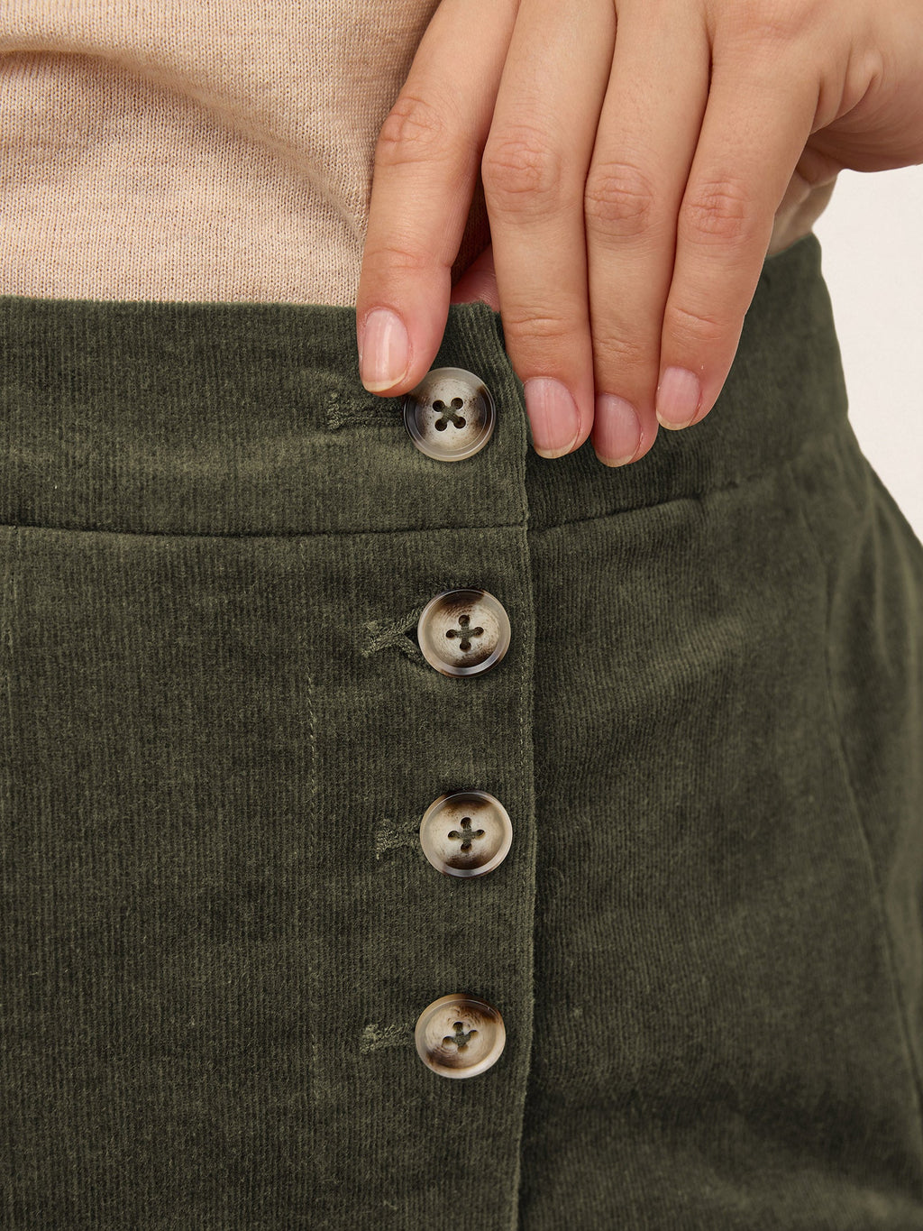 Cotton Lyocell Adjustable Button Mid Waist Tapered Ankle Pants ISOLABEL