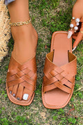 Ana Crossed Woven Flat Slippers