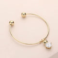 Owl Crystal CZ Stone Charm Owl Cuff Bracelet