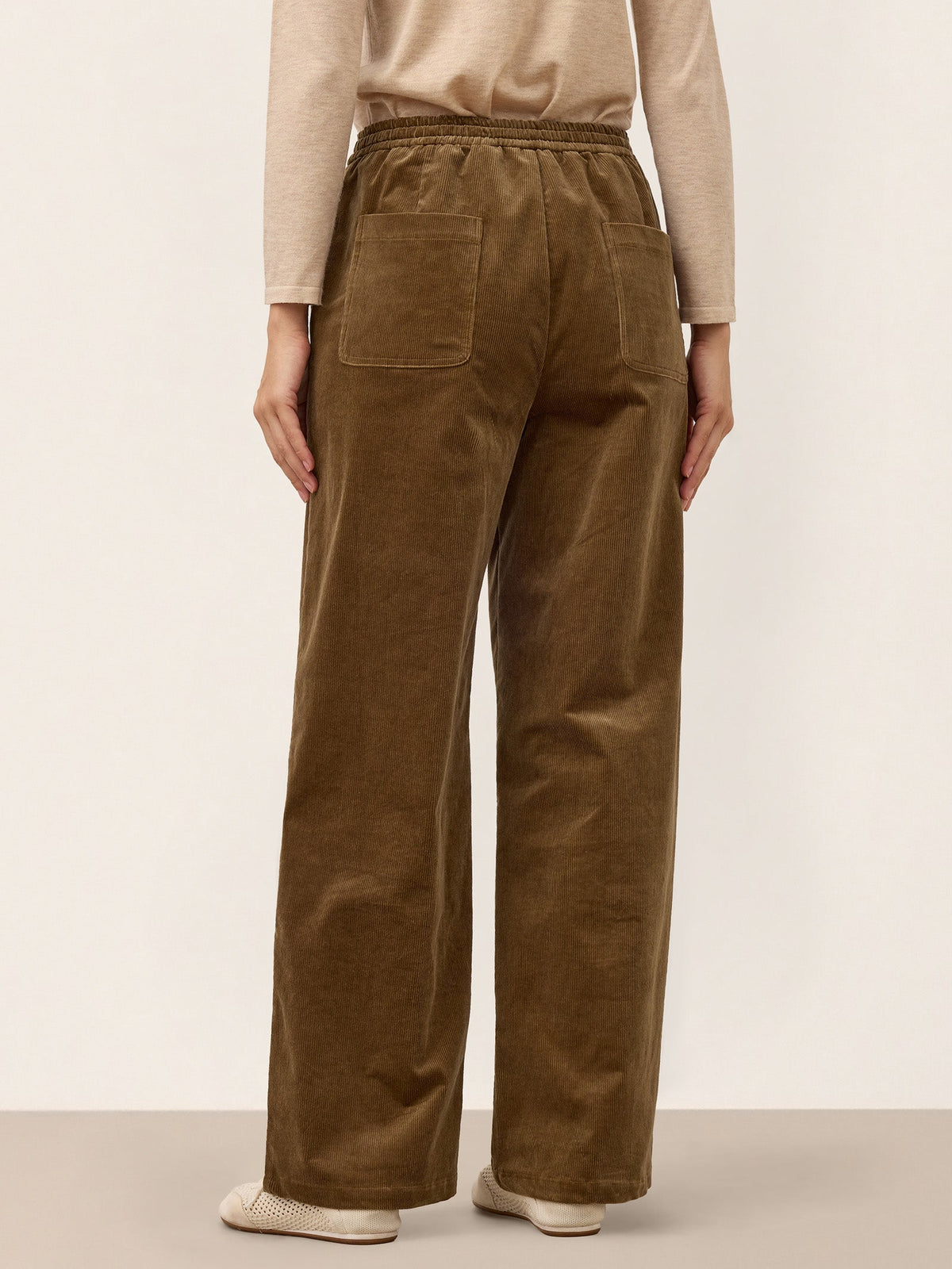 Cotton Corduroy Drawstring Waist Straight Leg Pants ALORA