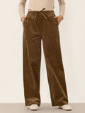 Cotton Corduroy Drawstring Waist Straight Leg Pants ALORA