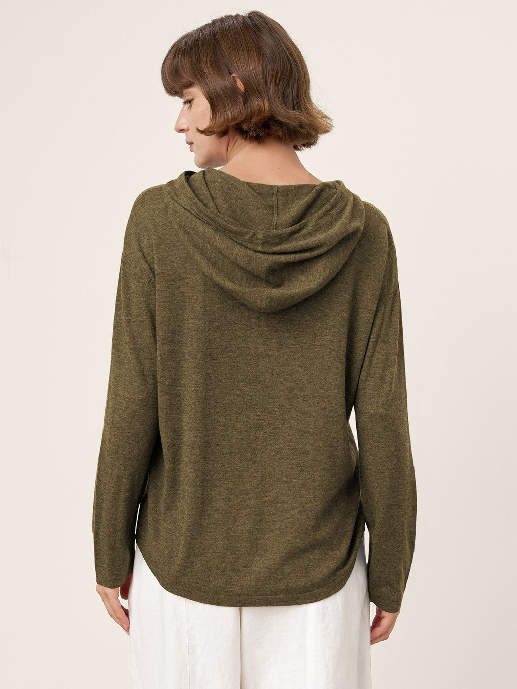 100% Extra-Fine Merino Wool Knit Hooded Sweatshirt SIA