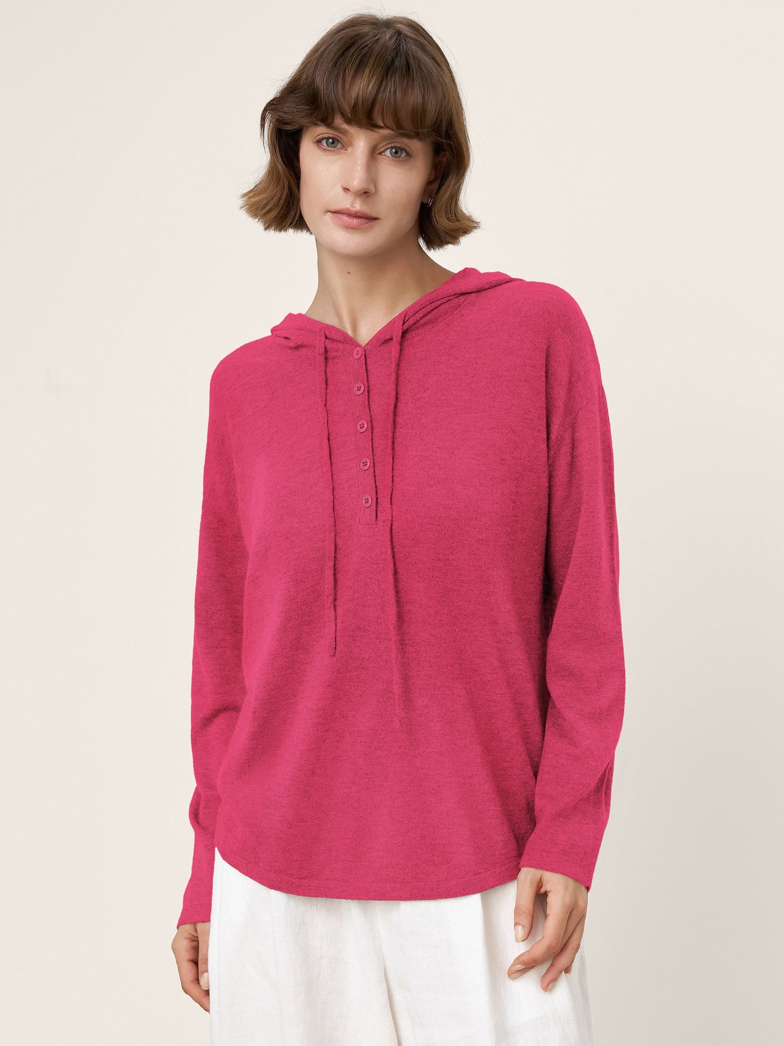 100% Extra-Fine Merino Wool Knit Hooded Sweatshirt SIA