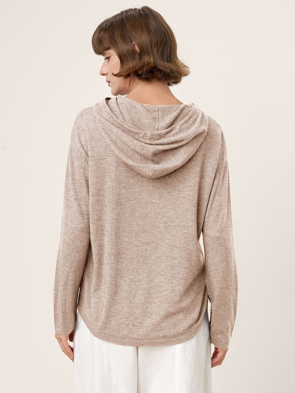 100% Extra-Fine Merino Wool Knit Hooded Sweatshirt SIA