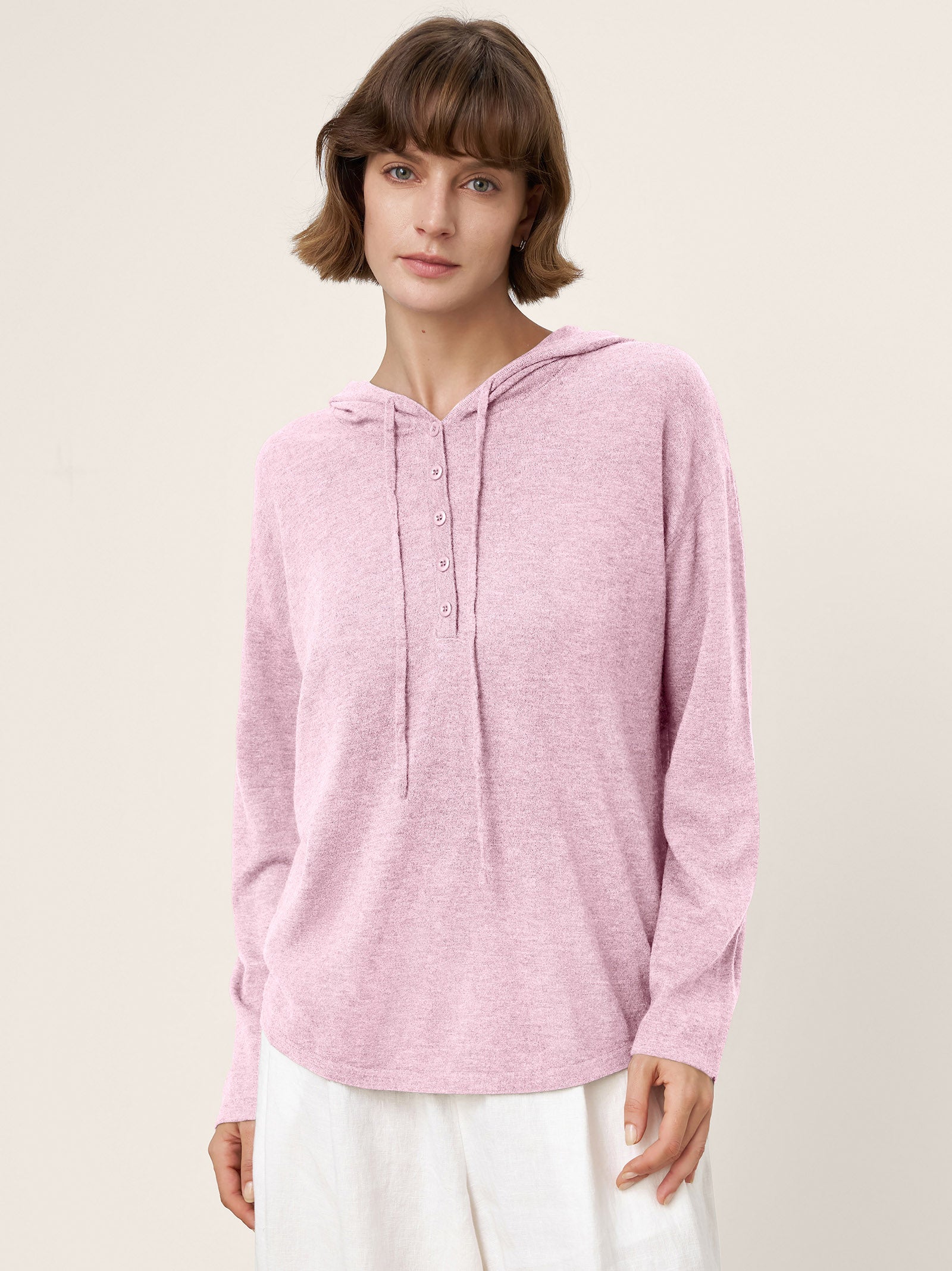 100% Extra-Fine Merino Wool Knit Hooded Sweatshirt SIA