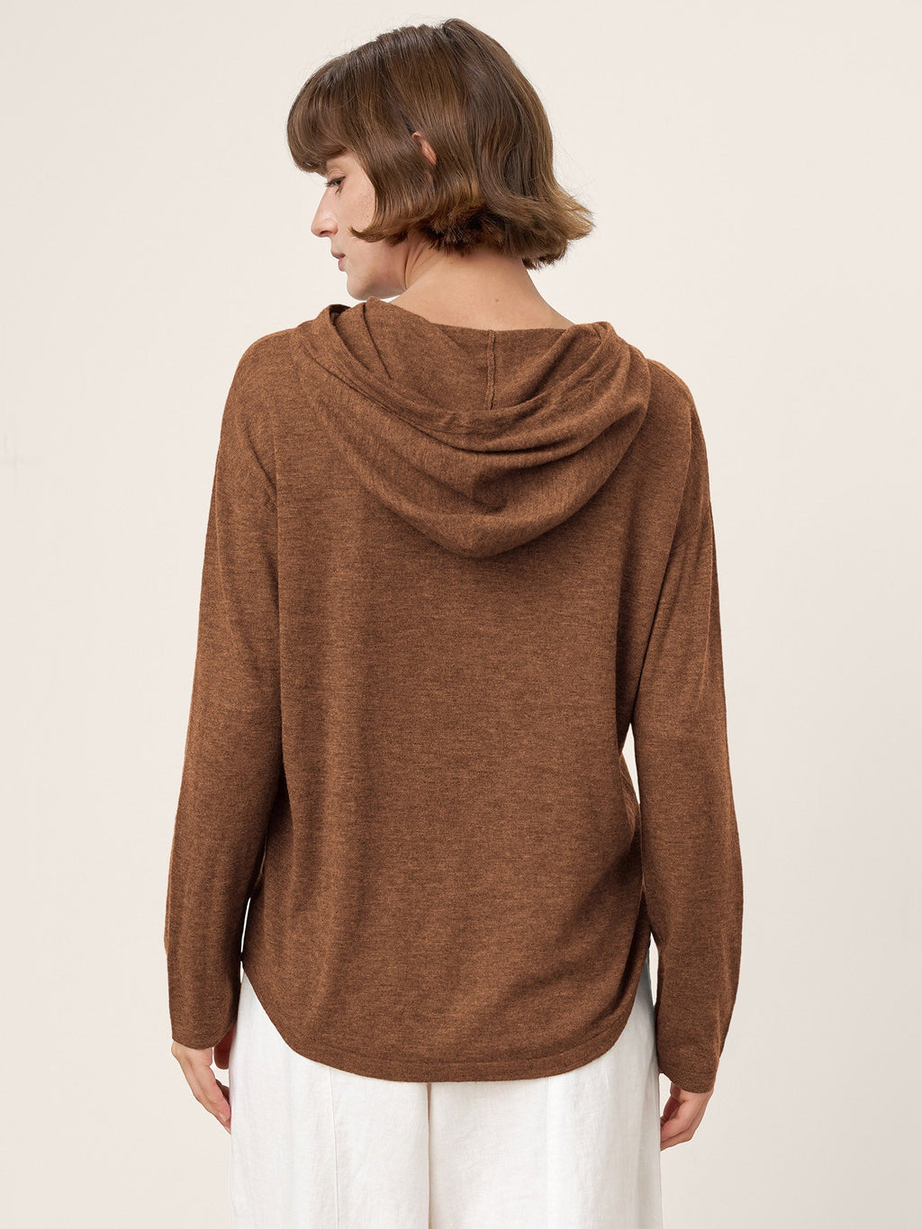100% Extra-Fine Merino Wool Knit Hooded Sweatshirt SIA