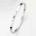 Stainless Steel CZ Stone Embellished Bangle Bracelet