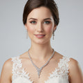 CZ Marquise Stone Cluster Fringe Accent Necklace