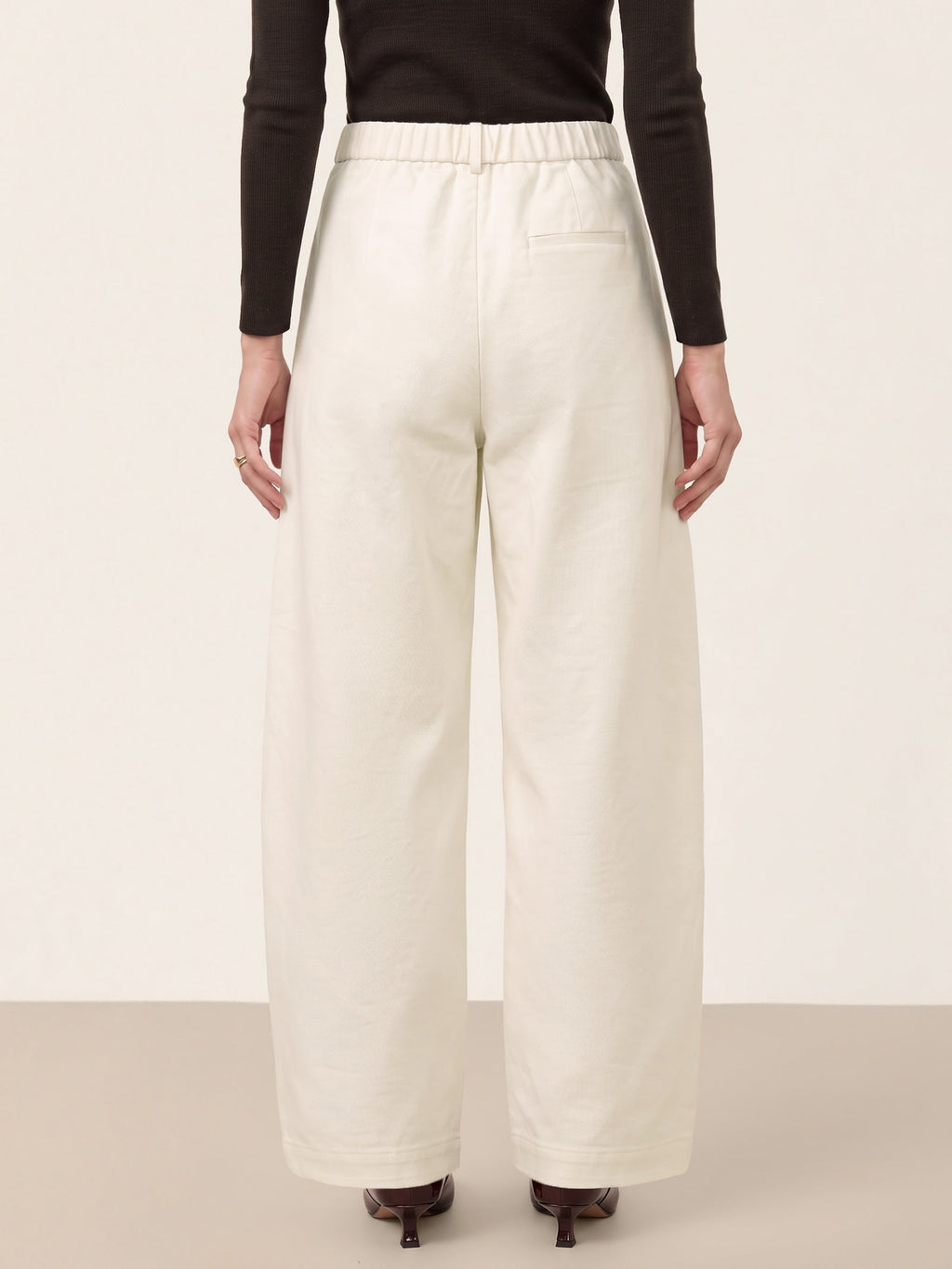 Cotton Mid Waist Curved Leg Pants LORENA
