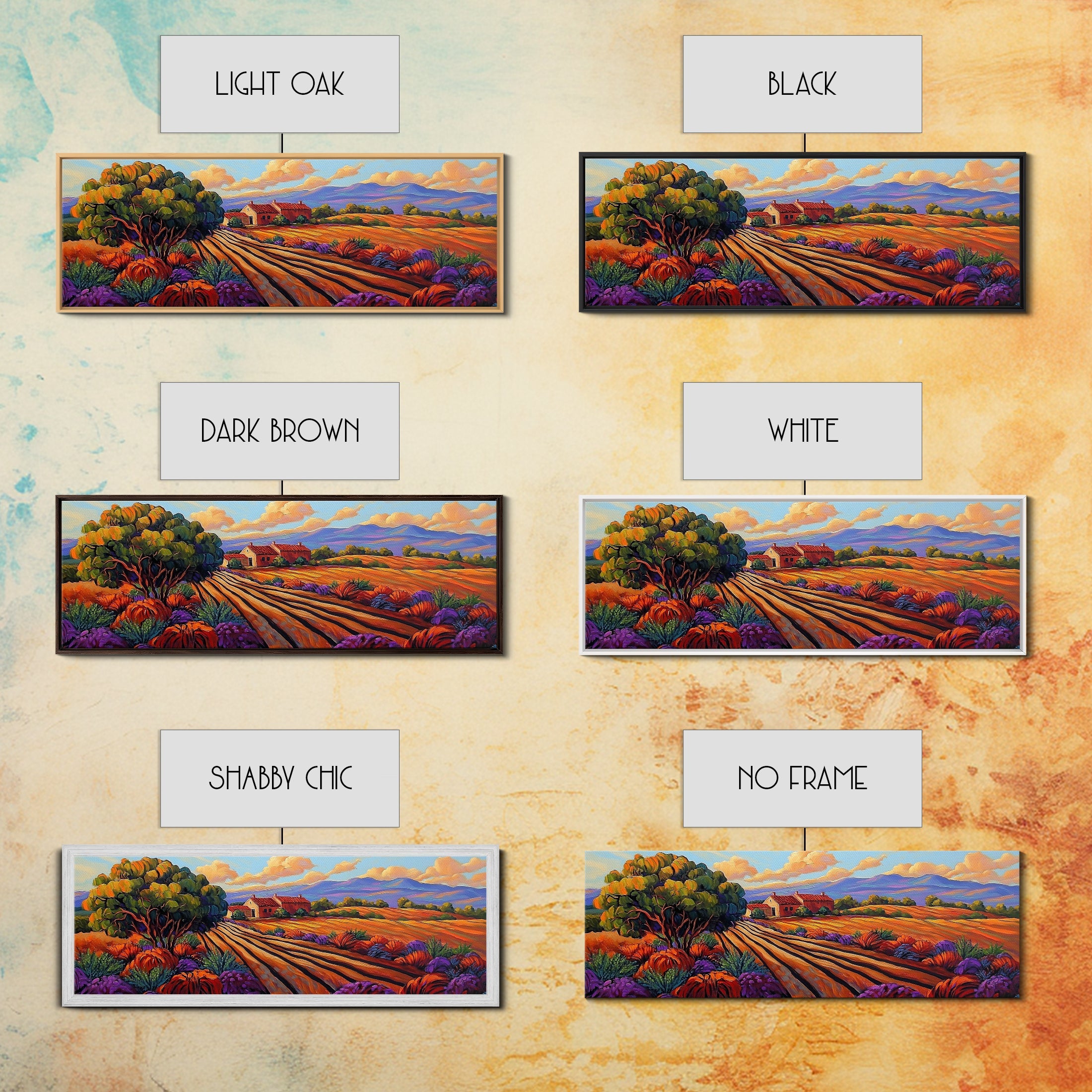 Autumn Farm Fields, Colorful Trees, Rural Home Landscape, Canvas Print, Fall Wall Decor, Country Living Room Wall Art, Impressionist Style