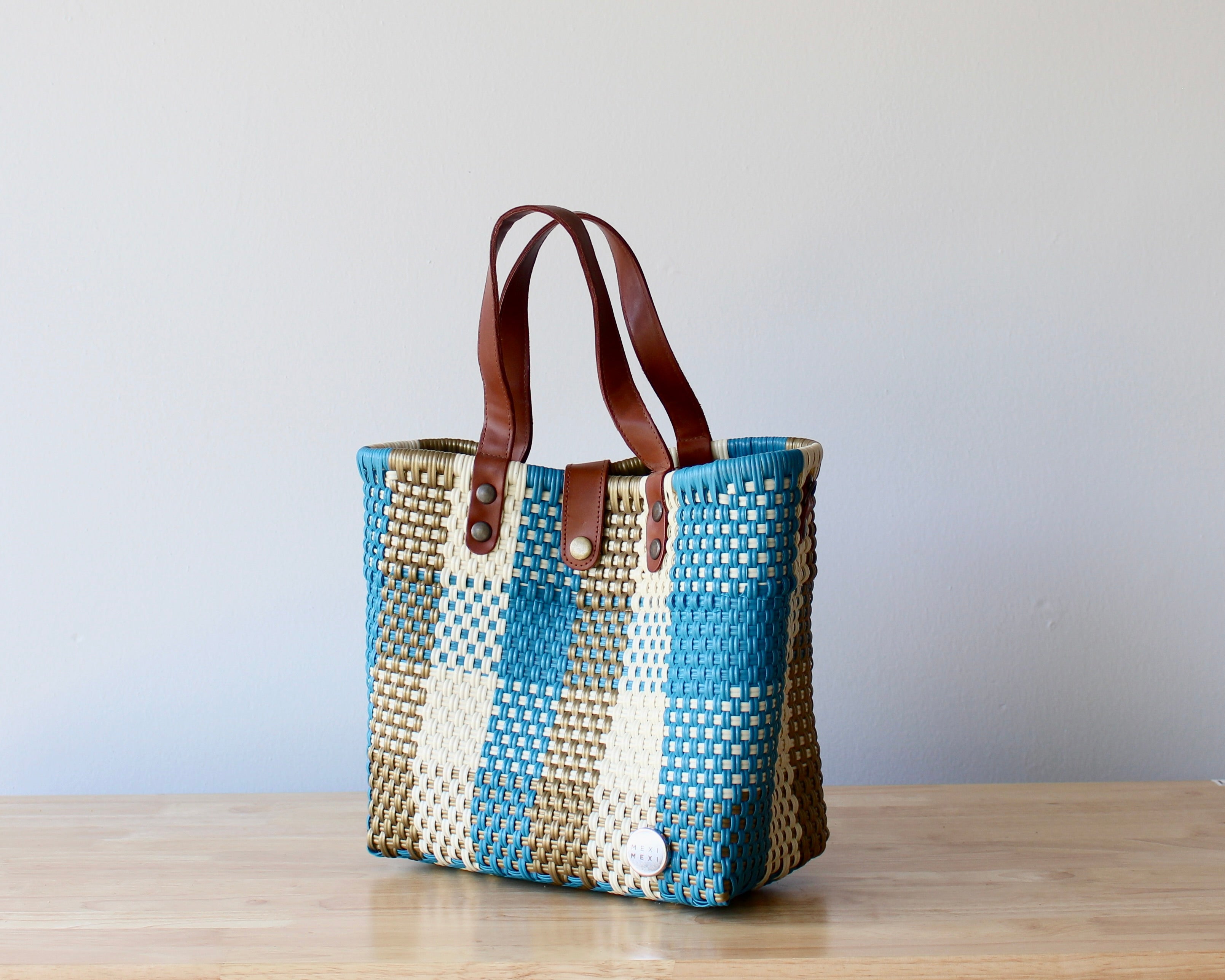 Ocean Blue & Gold Handwoven Purse by MexiMexi