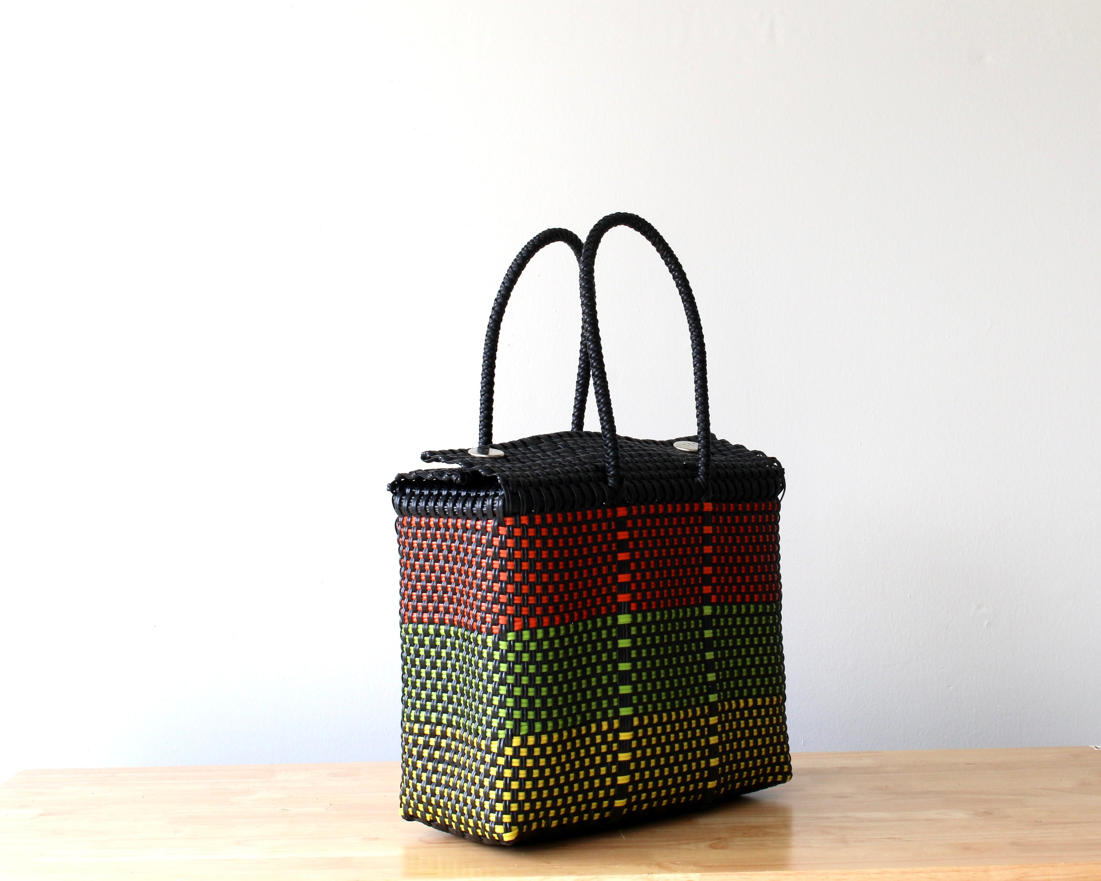 Candela Handwoven Handbag - Black & Colors