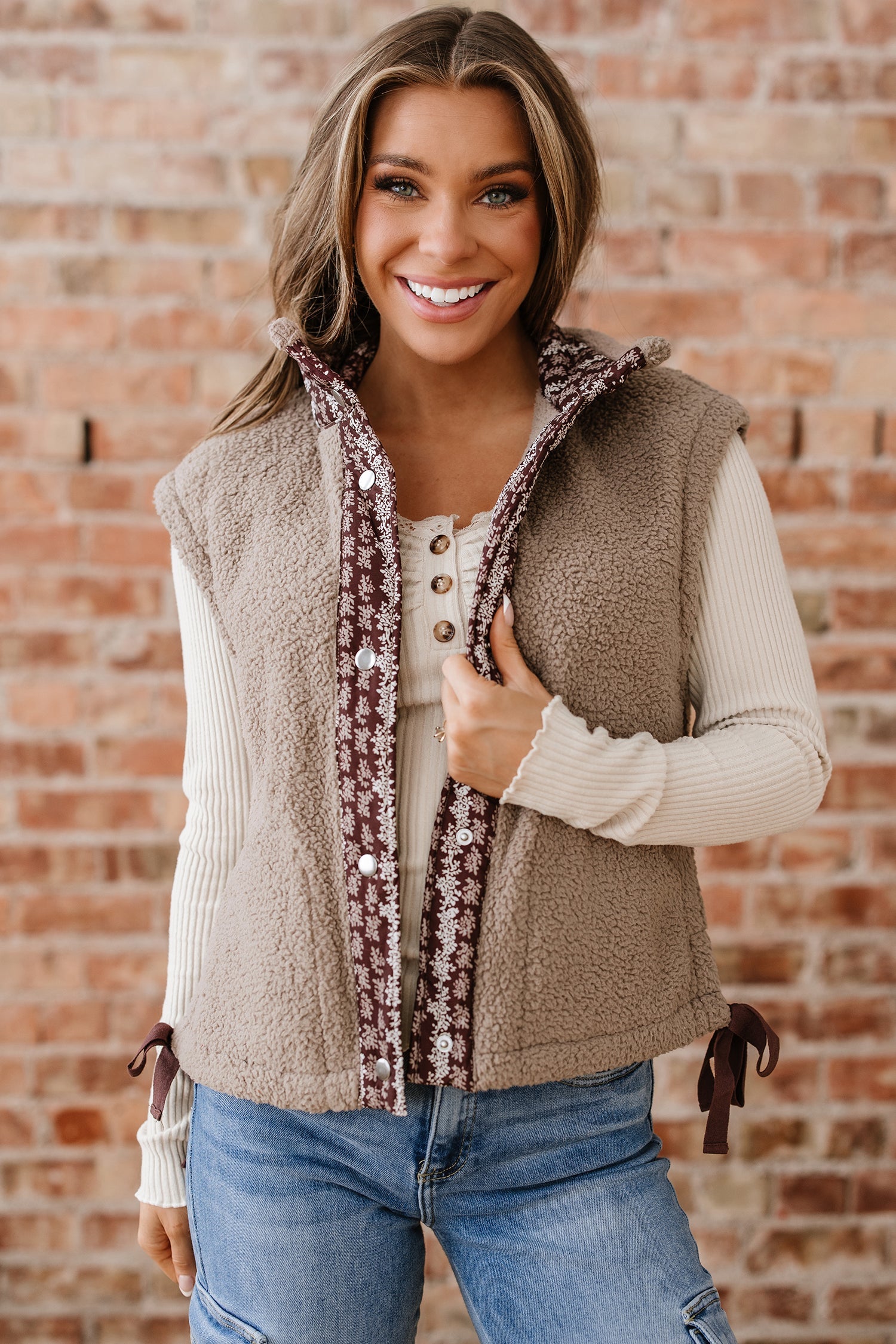 Wrenley Bows Sherpa Fleece Vest