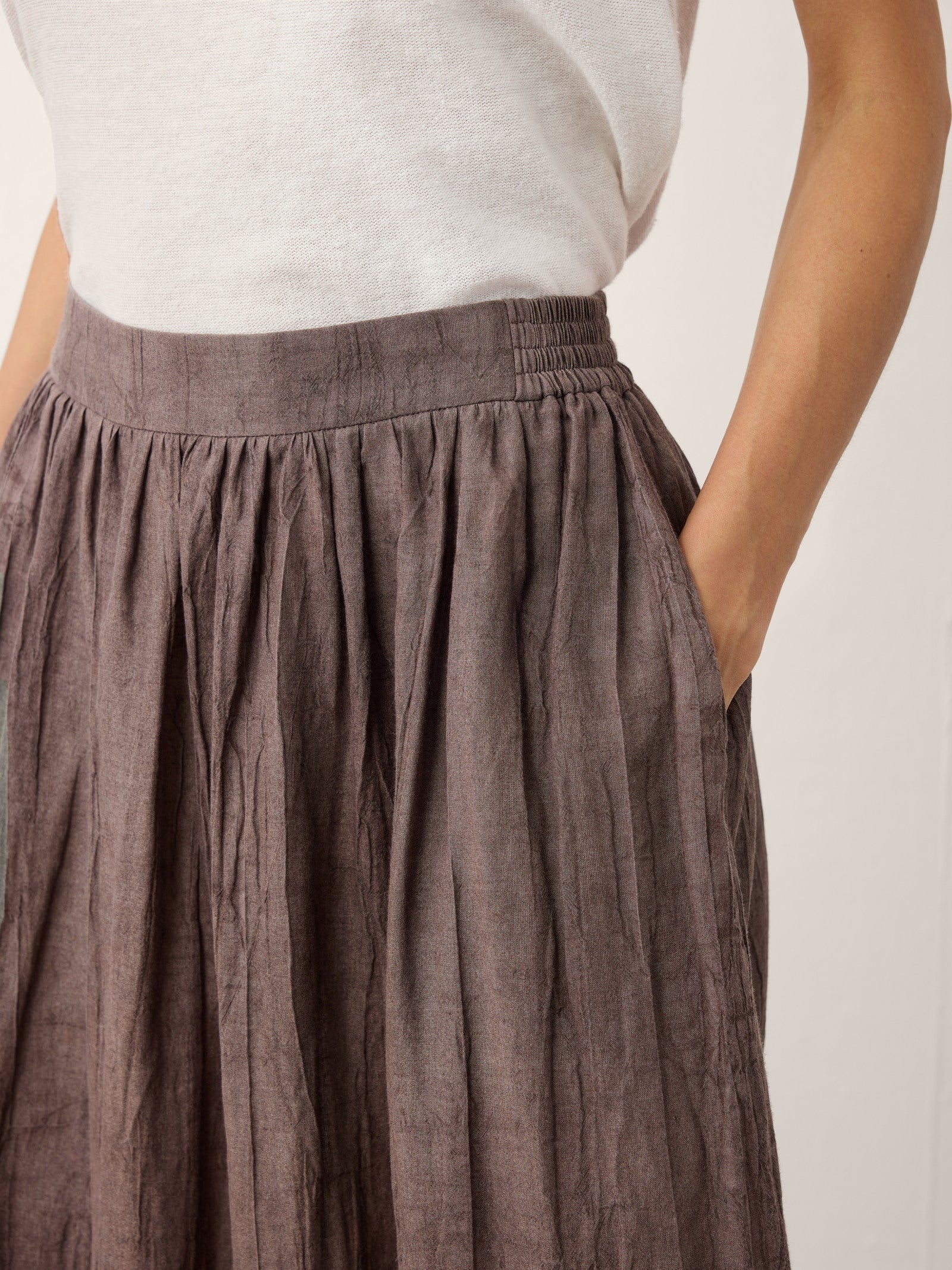 Linen Textured Pleated Waist Skirt ROSAMUND