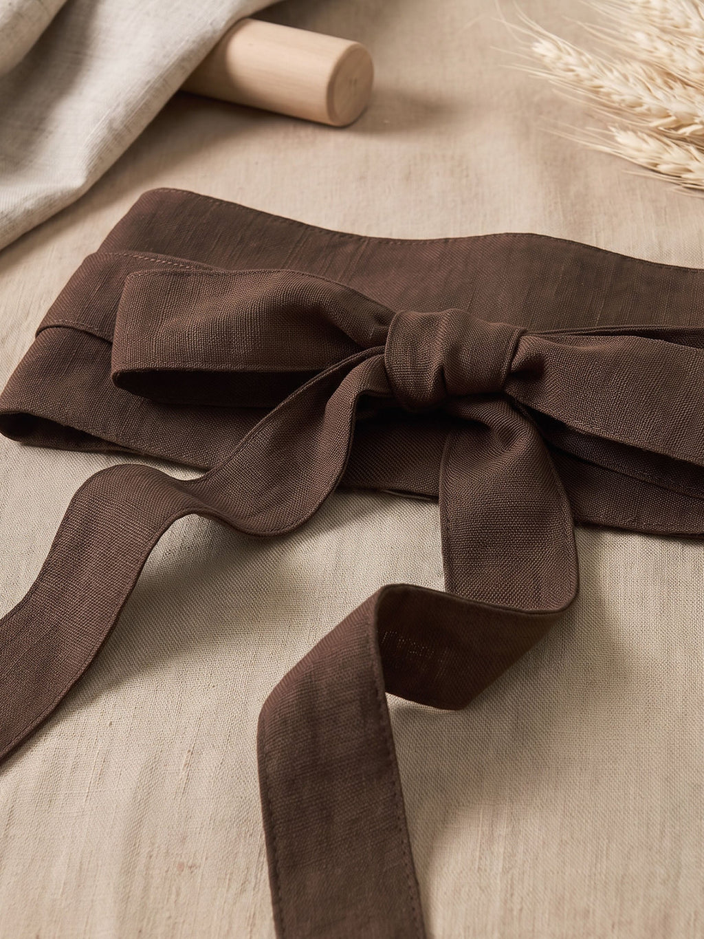 Linen Wide Tie-Front Waist Belt ZAFIRA