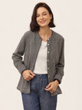 Linen Yarn Dyed Check Piped Long Sleeve Shirt AMARANTA