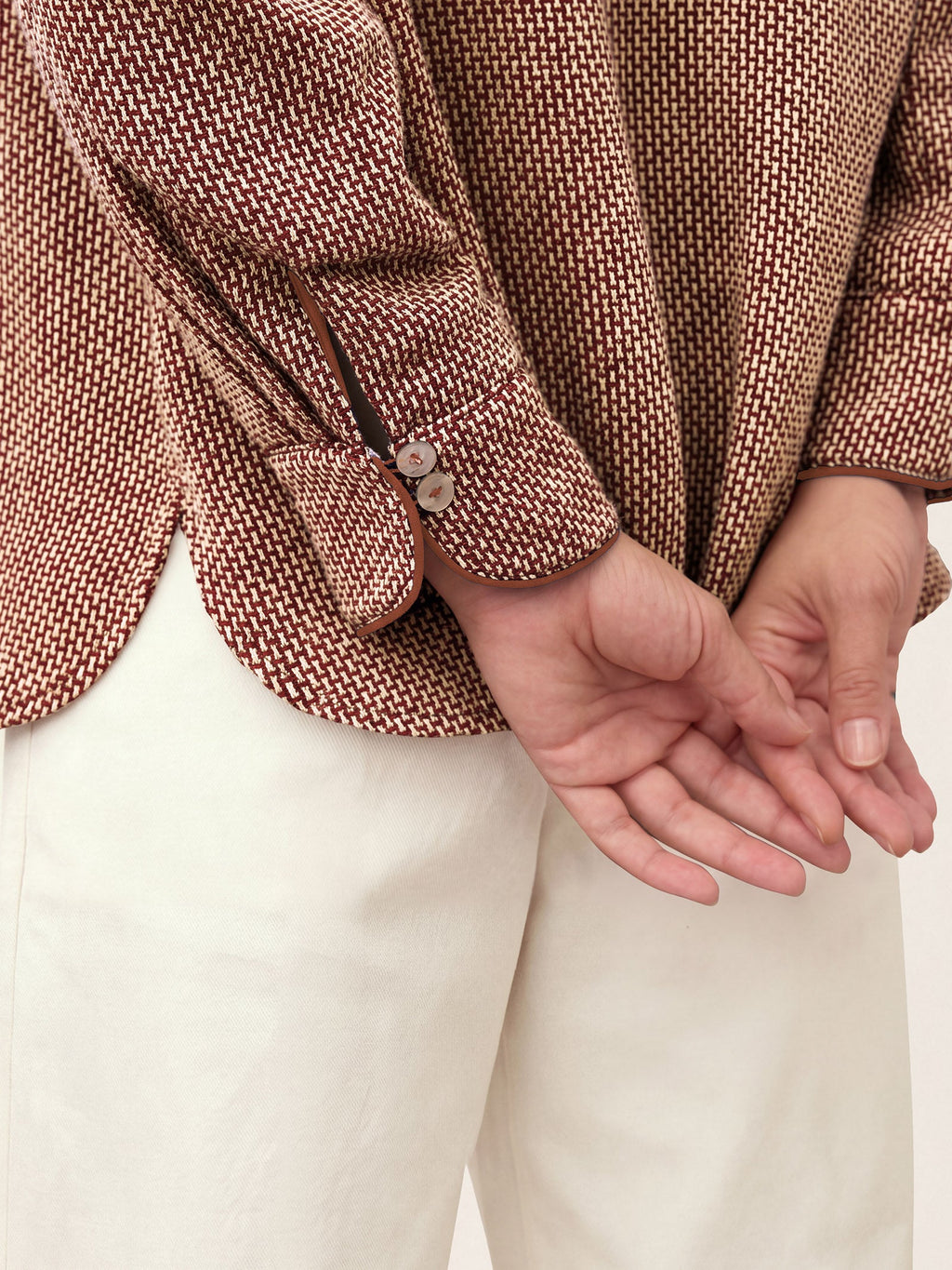 Linen Yarn Dyed Check Piped Long Sleeve Shirt AMARANTA