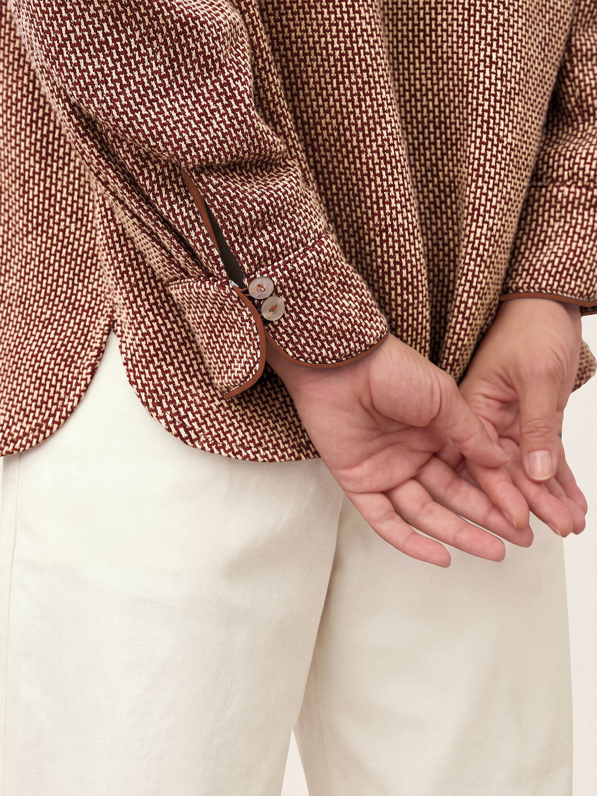 Linen Yarn Dyed Check Piped Long Sleeve Shirt AMARANTA