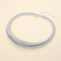 Metal Ribbed Coil Collar Statement Necklace