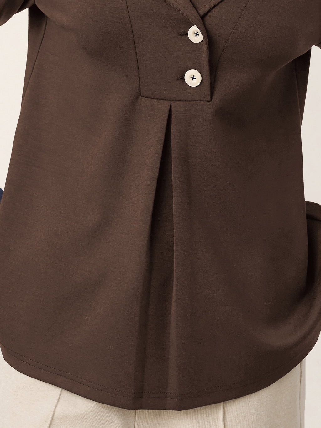 Notched Pleat Long-Sleeve Top JUNE