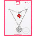 Silver Dipped Double Quatrefoil Pendant Layered Necklace