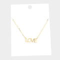 LOVE Brass Metal Message Pendant Necklace