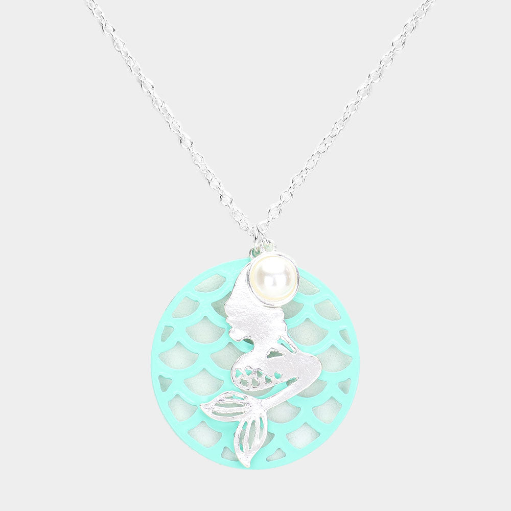 Pearl Metal Mermaid Pendant Necklace