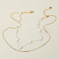 SECRET BOX_Stainless Steel Pearl Sleek Box Chain Layered Necklace