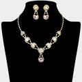 Round Crystal Vine Rhinestone Bib Drop Necklace