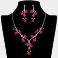 Rhinestone Embellished Rose Flower Cluster Vine Necklace