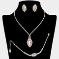 Marquise Stone Accented Rhinestone Paved Jewelry Set