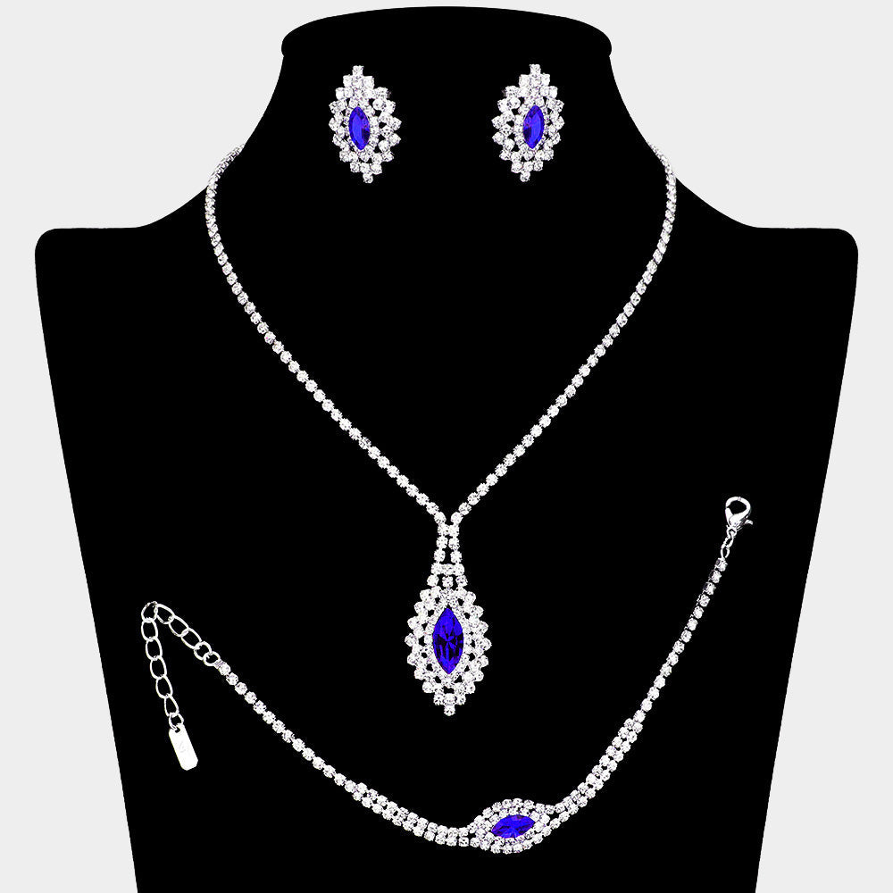 Marquise Stone Accented Rhinestone Paved Jewelry Set