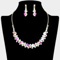 Glass Crystal Stone Cluster Pointed Rhinestone Paved Necklace