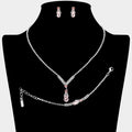 Teardrop Pendant Accent Rhinestone Paved Jewelry Set