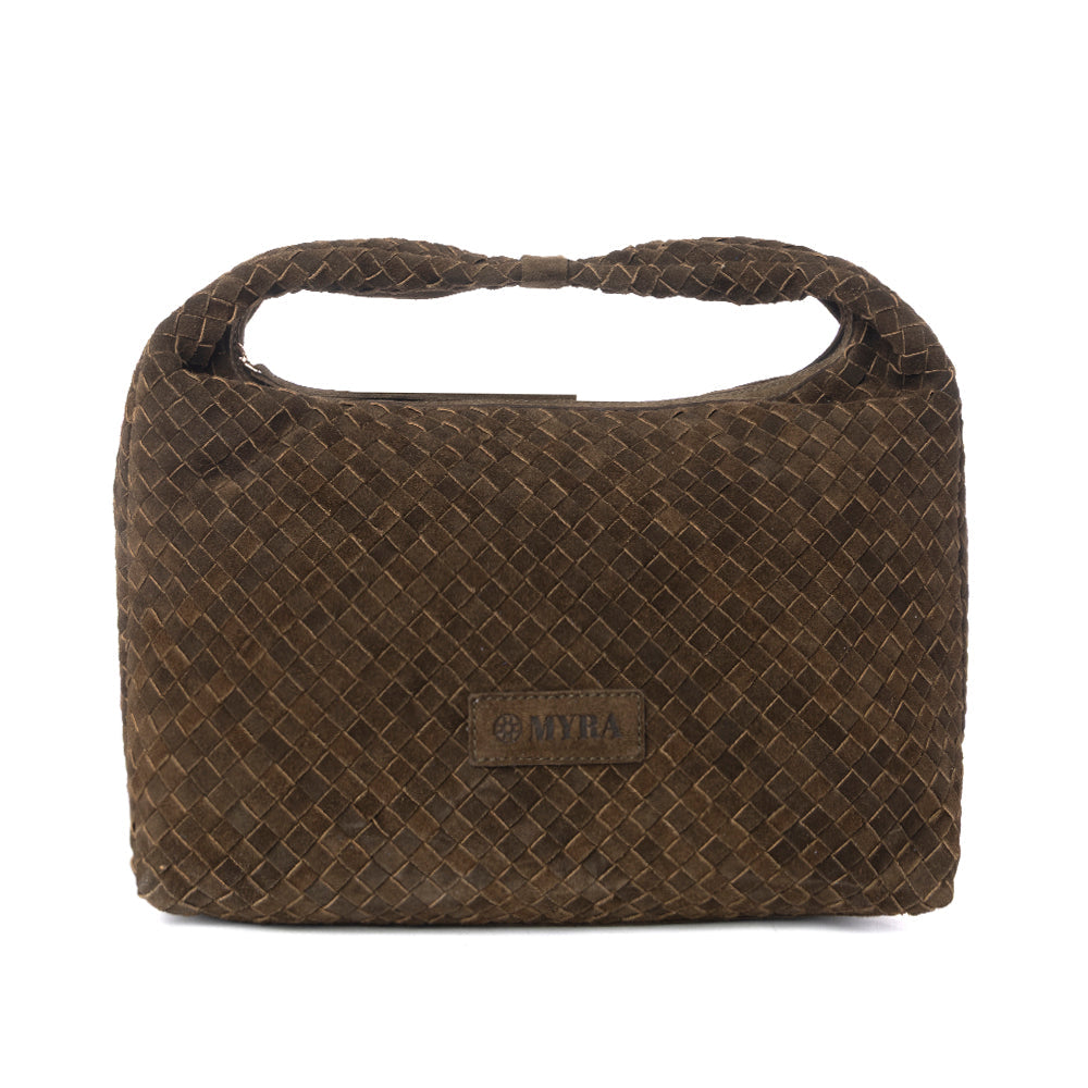 Myra Saddle Weave Genuine Suede Leather Bag in Bridle Bronze