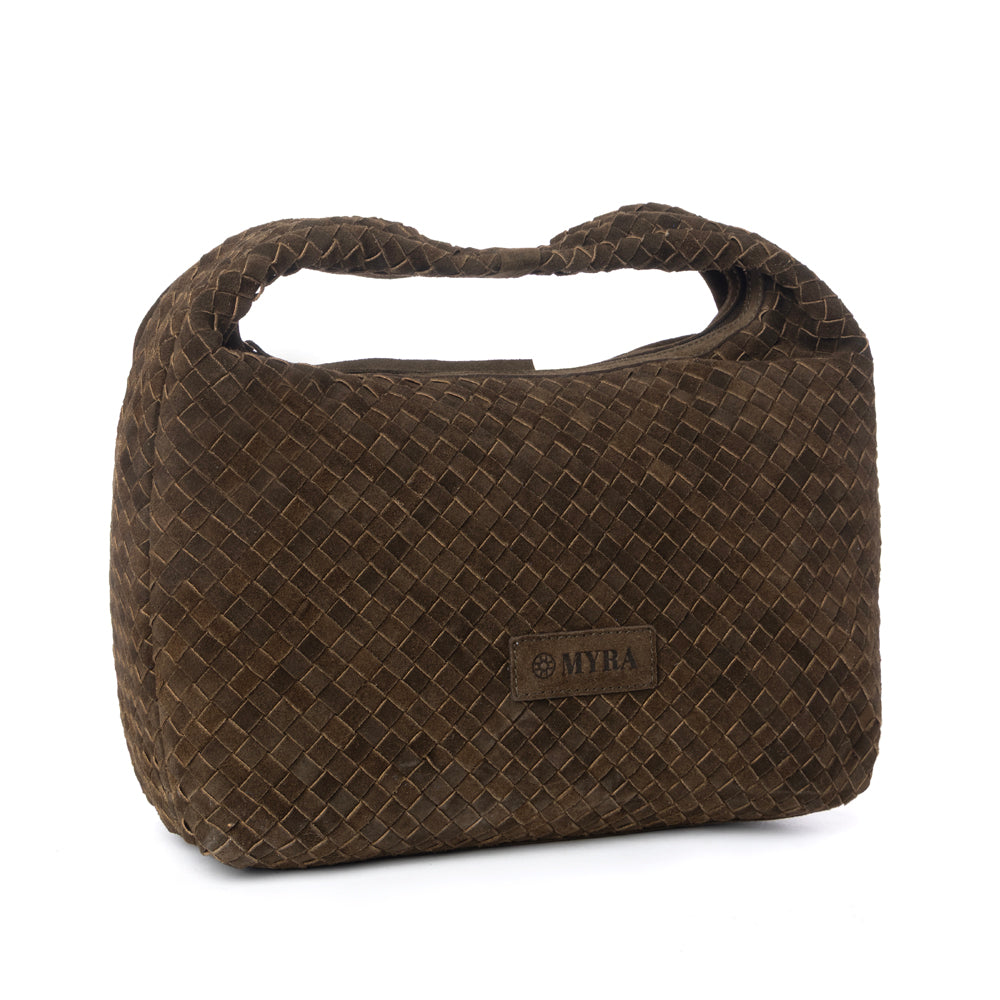 Myra Saddle Weave Genuine Suede Leather Bag in Bridle Bronze