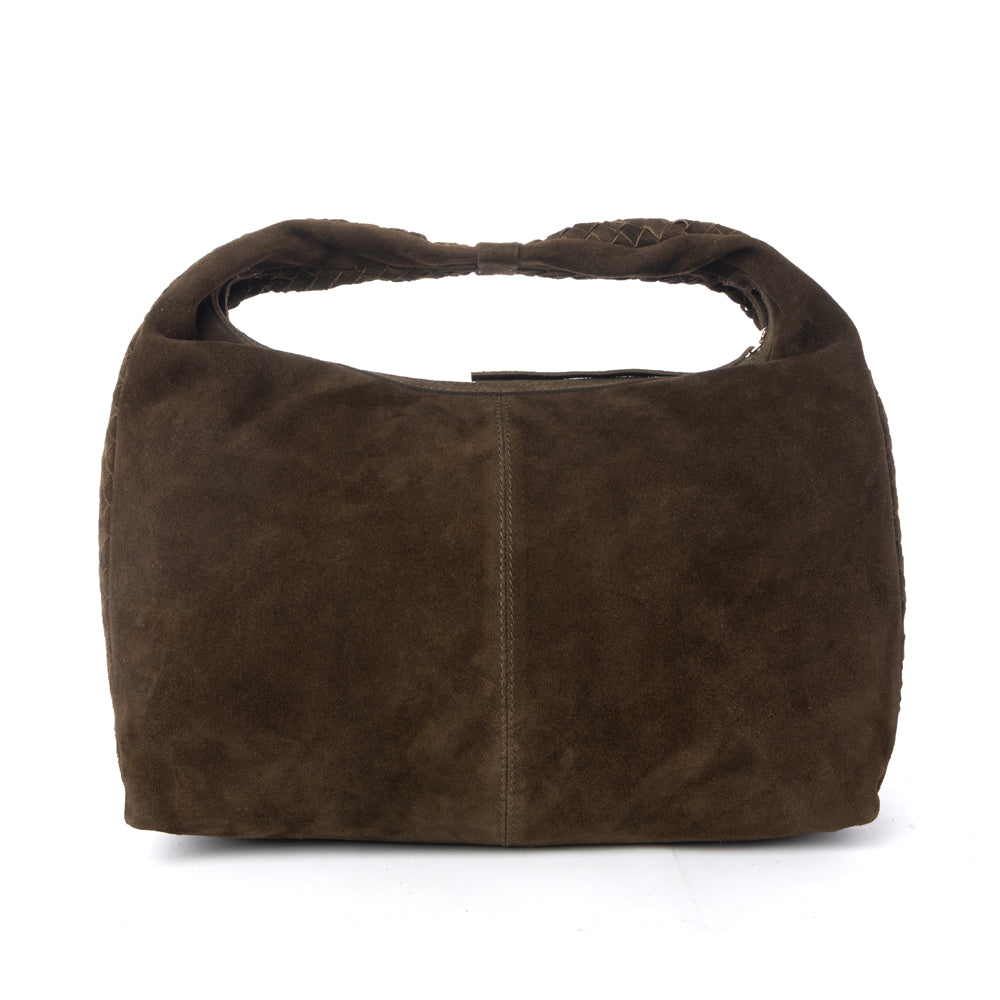 Myra Saddle Weave Genuine Suede Leather Bag in Bridle Bronze