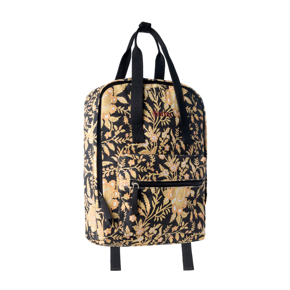 Myra Pine Meadow Cotton & Leather Crossbody Bag in Black & Cream Floral