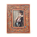 Myra Magnolia Rise Handtooled Leather Photo Frame in Deep Mahogany