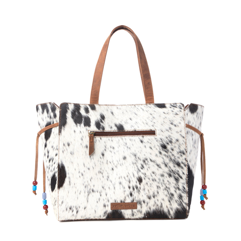 Myra Yellowstone Winter Prairie Handtooled Bag in Ivory Toffee