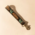Myra Wildhue Western Key Fob in black with turquoise floral handtooled detail