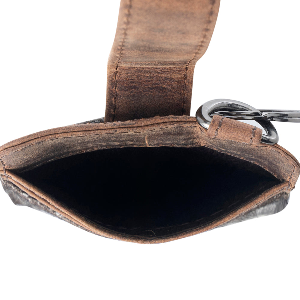 Myra Roper Card Holder for Women in black with hair-on detail