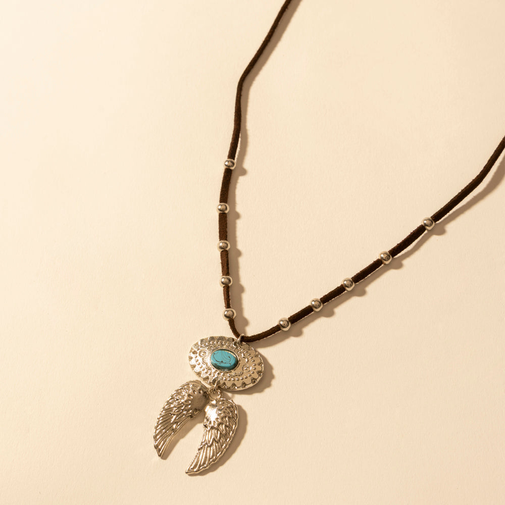 Myra Windspur Feather Necklace in Desert Turquoise