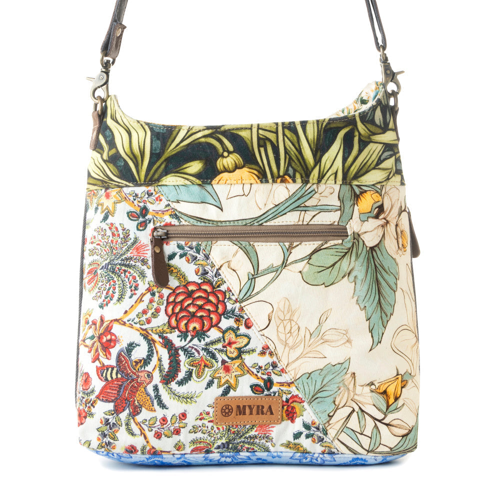 Myra Le Fleur Bel Cowgirl Shoulder Bag for Women in yellow floral with leather and Concho details