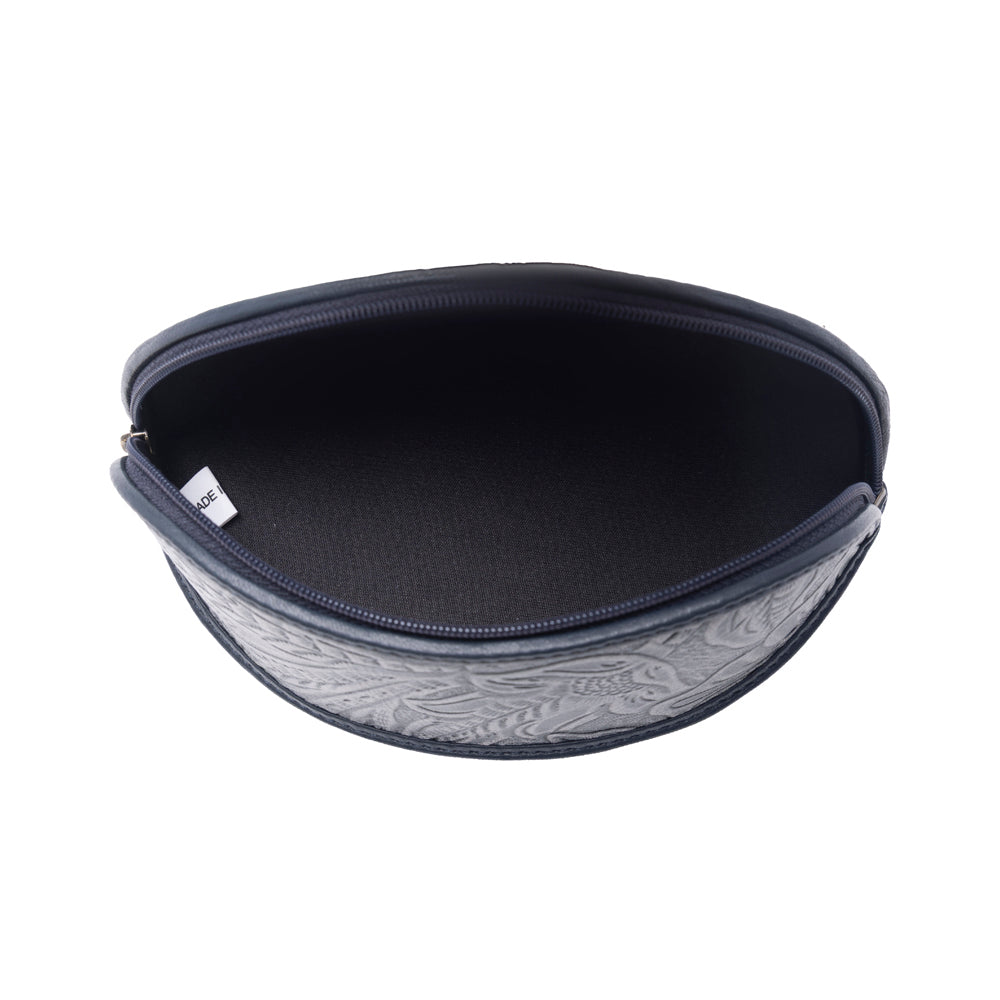 Myra Silver Creek Embossed Leather Sunglass Case in Midnight Steel