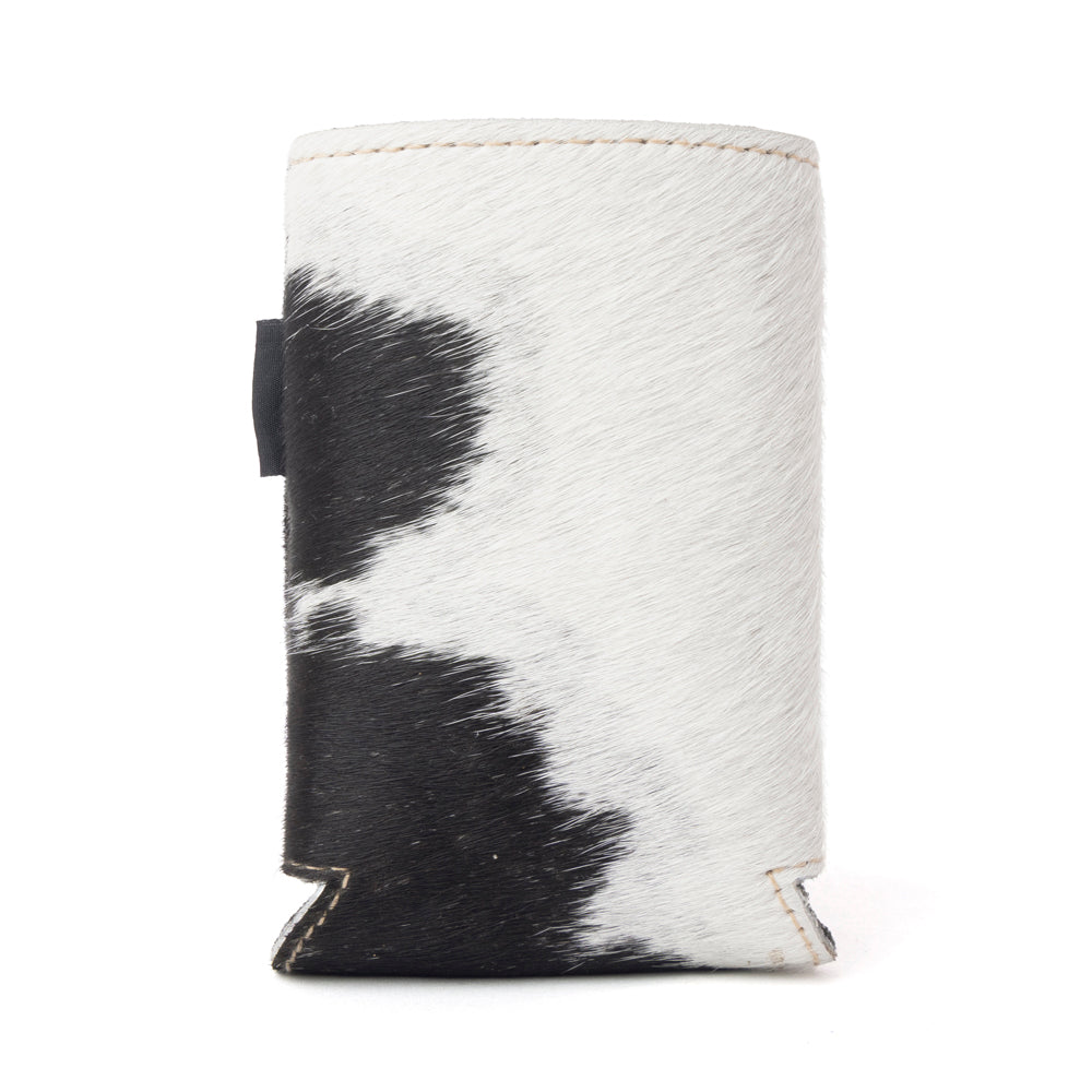 Myra Birch Valley Hairon Leather Beer Can Holder in Ivory Slate