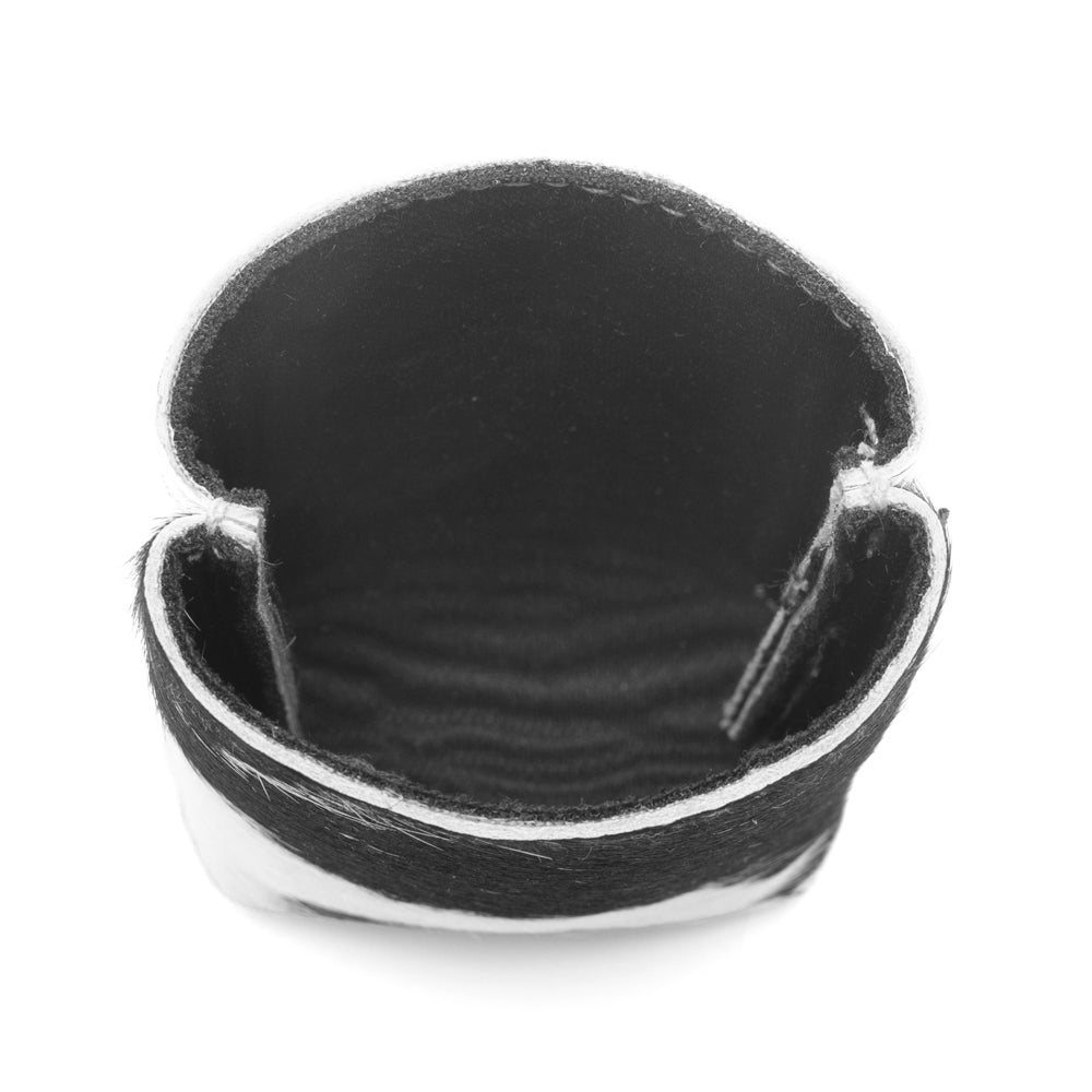 Myra Birch Valley Hairon Leather Beer Can Holder in Ivory Slate