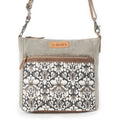 Myra Damask Trail Vintage Crossbody Bag for Women in sage with print detail