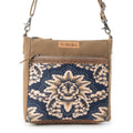 Myra Crestbloom Vintage Crossbody Bag for Women in navy with print detail