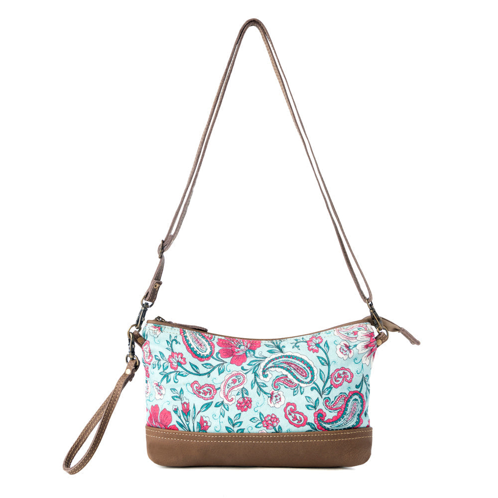 Myra Wild Posy Crossbody Bag for Women in agave with print detail